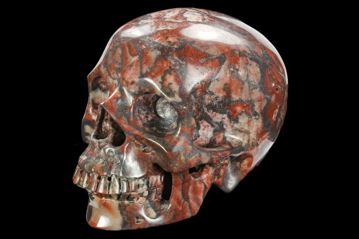Realistic, Polished Red Picture Jasper Skull #127605
